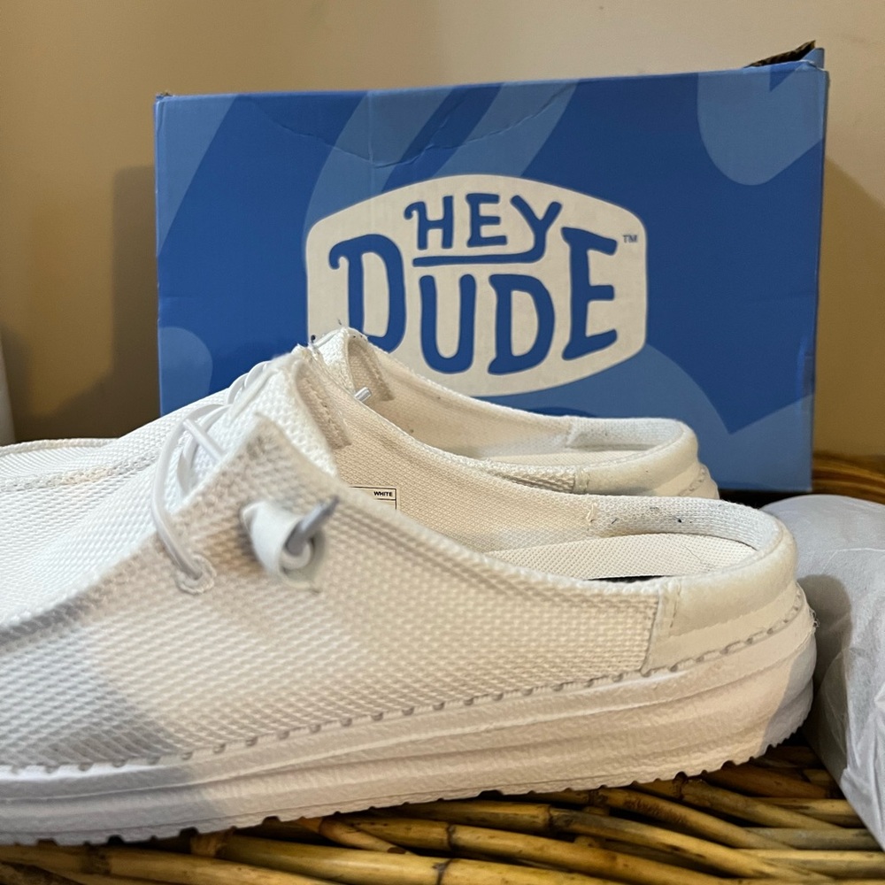 Hey Dude White Slip-On Shoes